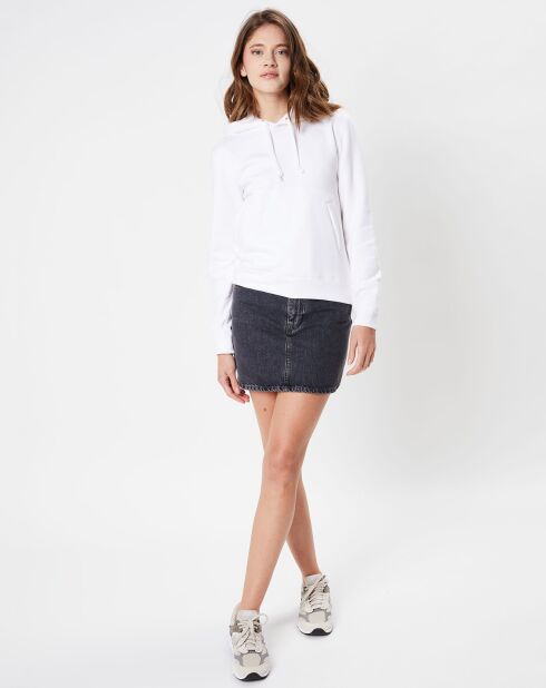 Sudadera con capucha para mujer con estampado en la espalda blanca