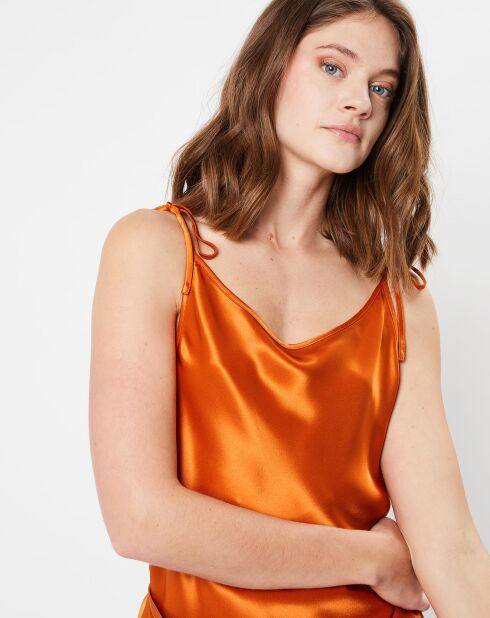 Top satiné orange