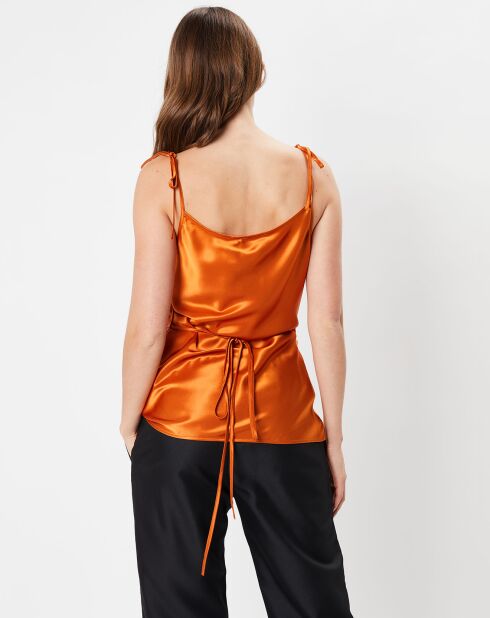 Top satiné orange