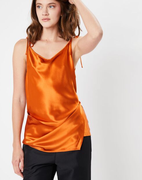 Top satiné orange