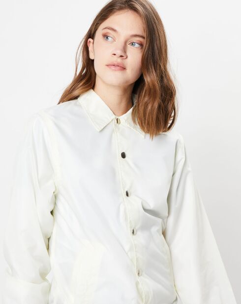 Schmale Damenjacke mit sehr hellgelbem Rückenmuster