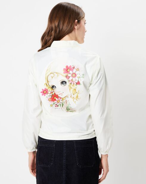 Schmale Damenjacke mit sehr hellgelbem Rückenmuster