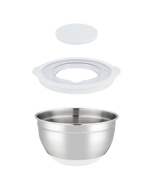 3 Saladiers avec couvercle gris - D.16/20/24 cm