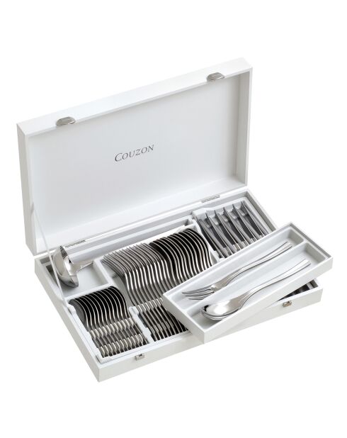 Coffret de rangement pour ménagère couteaux standard acier/blanc - 51 pièces