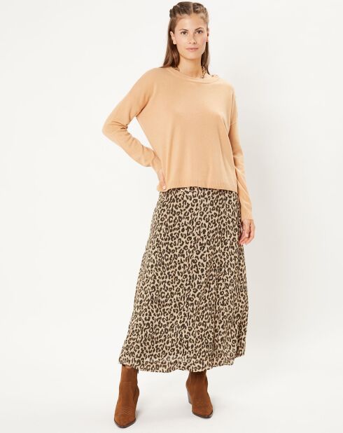 Pull 100% Laine col rond Florence camel