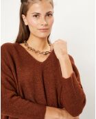 Pull col V Constance cognac