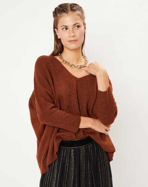 Pull col V Constance cognac