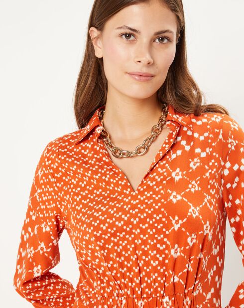 Robe midi Sonia à motifs orange