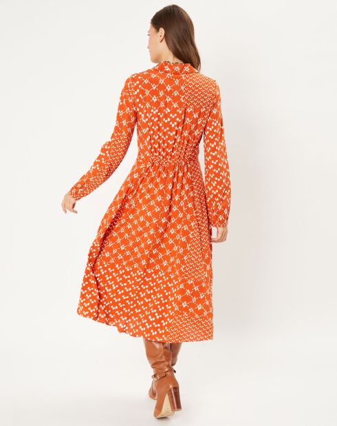 Robe midi Sonia à motifs orange