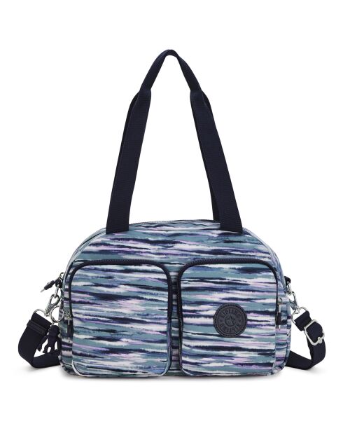 Sac porté épaule Cool Defea rayé bleu - 33x12.5x22 cm