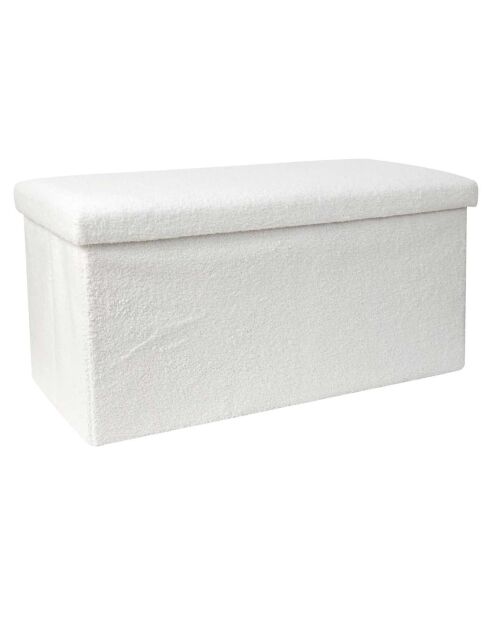 Coffre banc pliable bouclette blanc - 76x38x38 cm