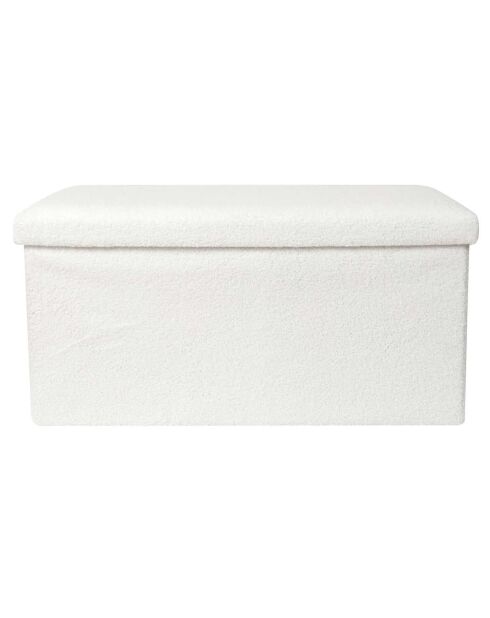 Coffre banc pliable bouclette blanc - 76x38x38 cm