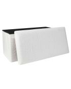 Coffre banc pliable bouclette blanc - 76x38x38 cm