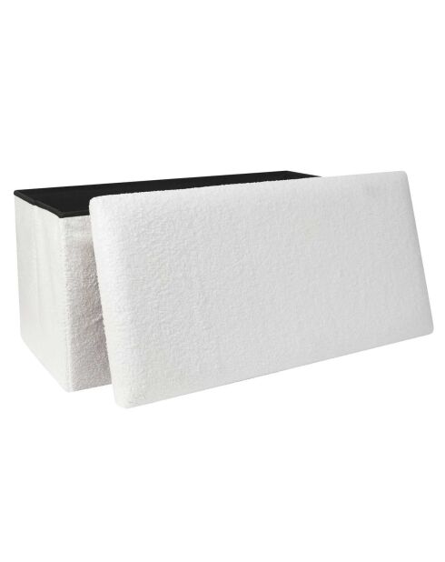 Coffre banc pliable bouclette blanc - 76x38x38 cm