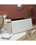 Coffre banc pliable tressé blanc/marron - 76x38x38 cm