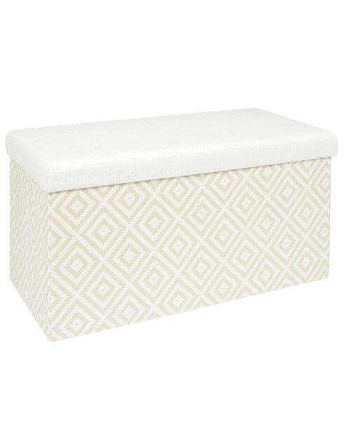Coffre banc pliable tressé blanc/marron - 76x38x38 cm