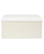 Coffre banc pliable tressé blanc/marron - 76x38x38 cm