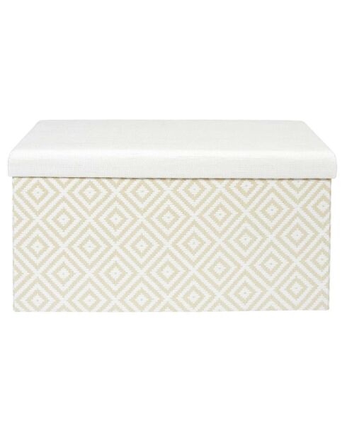 Coffre banc pliable tressé blanc/marron - 76x38x38 cm