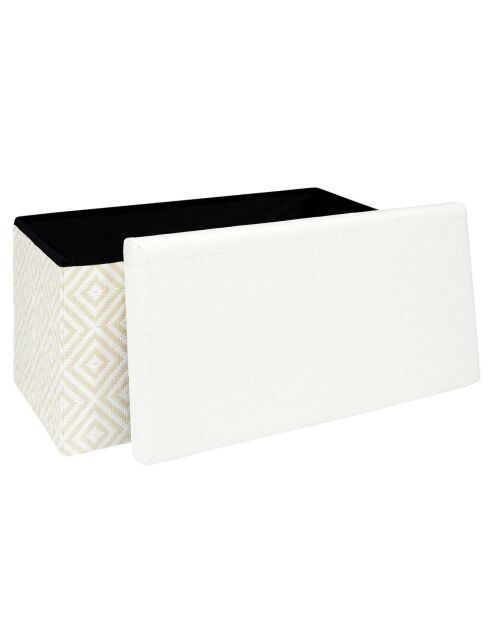 Coffre banc pliable tressé blanc/marron - 76x38x38 cm