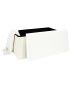 Coffre banc pliable tressé blanc/marron - 76x38x38 cm