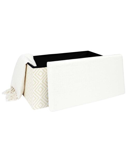 Coffre banc pliable tressé blanc/marron - 76x38x38 cm
