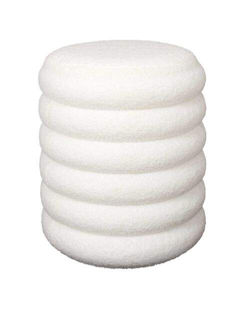 Pouf de rangement bouclette Freya blanc - 37x43.5x37 cm