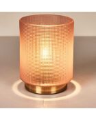 Lampe à poser verre embossé rose - 11.5x15x11.5 cm