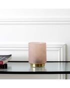 Lampe à poser verre embossé rose - 11.5x15x11.5 cm