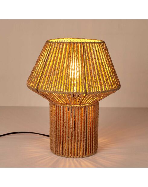 Paralume beige/marrone effetto corda intrecciata - 26,5x33x26,5 cm