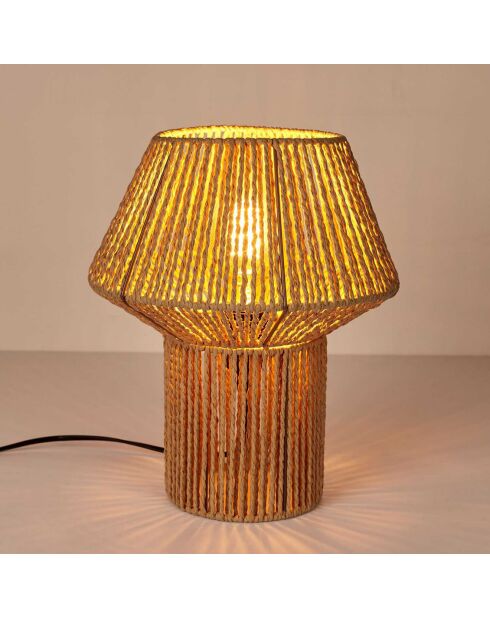Lampe abat jour effet corde tressé beige/marron - 26.5x33x26.5 cm