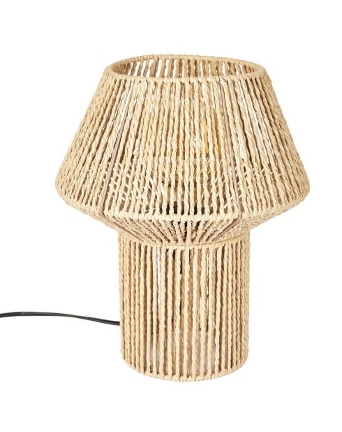 Lampe abat jour effet corde tressé beige/marron - 26.5x33x26.5 cm