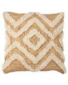 Coussin jute et tufté beige - 40x10x40 cm