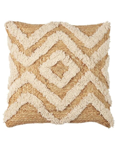 Coussin jute et tufté beige - 40x10x40 cm