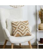 Coussin jute et tufté beige - 40x10x40 cm