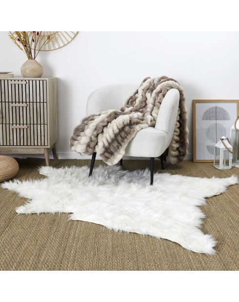 Tapis fausse fourrure blanc - 120x2x158 cm
