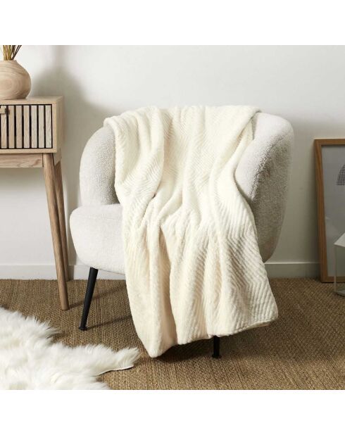 Plaid fausse fourrure blanc - 120x150 cm