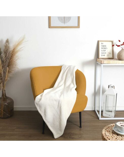 Plaid nid d'abeille blanc - 120x150 cm