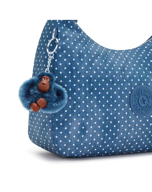 Sac porté épaule Esteban à pois bleu - 23.5x7.5x22.5 cm