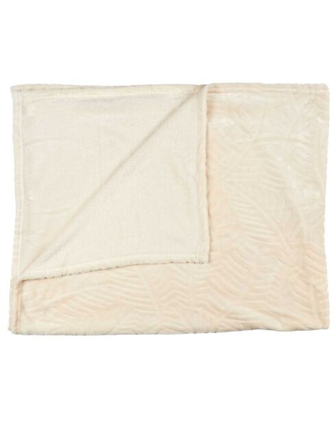 Plaid flanelle embossé beige - 120x150 cm