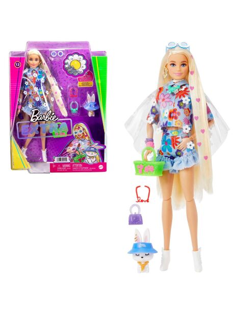 Poupée Barbie Extra robe fleurie - 3 ans et +