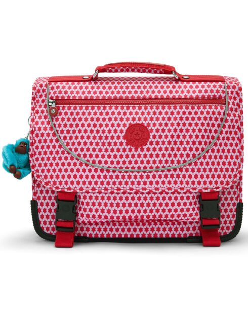 Cartable Preppy imprimé rose/rouge - 41x17.5x33 cm