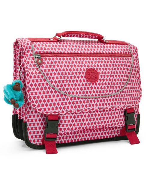 Cartable Preppy imprimé rose/rouge - 41x17.5x33 cm