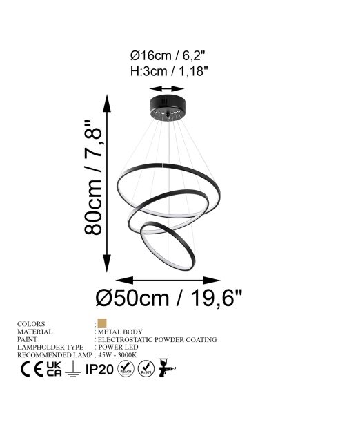 Suspension SIMIT noire - 50x80x50 cm