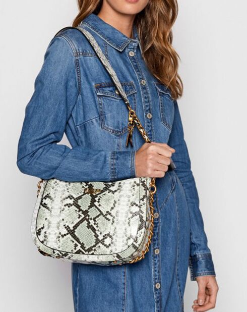 Abey Pythongrüne Schultertasche - 29,5 x 22 x 7,5 cm