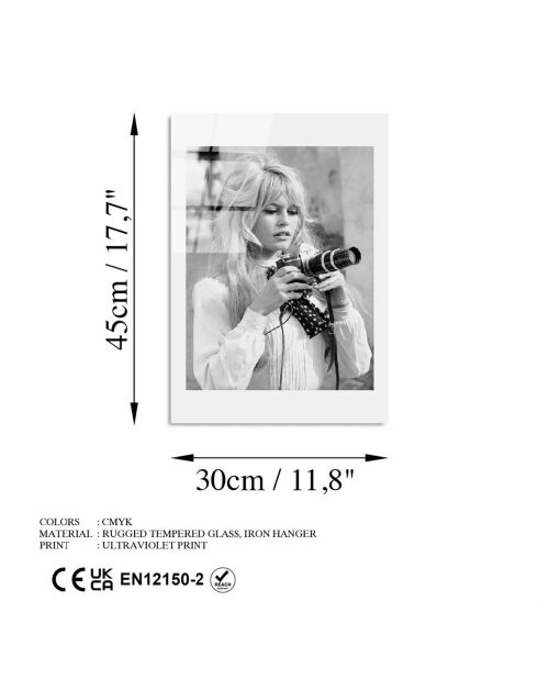 Mehrfarbiger Brigitte Bardot Glasdruck - 30x45 cm