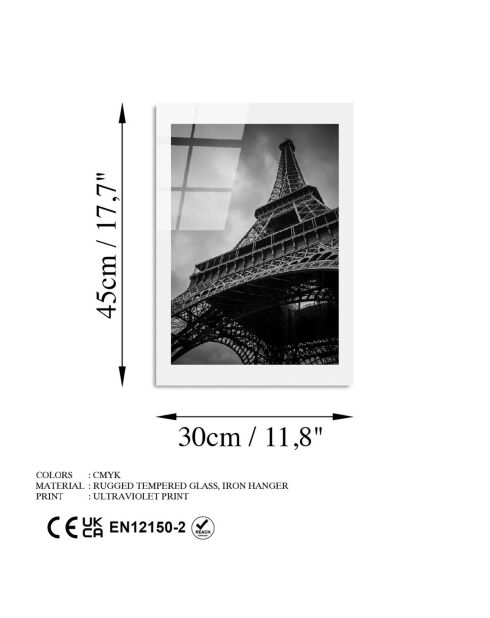 Lámina multicolor de la Torre Eiffel en cristal - 30x45 cm