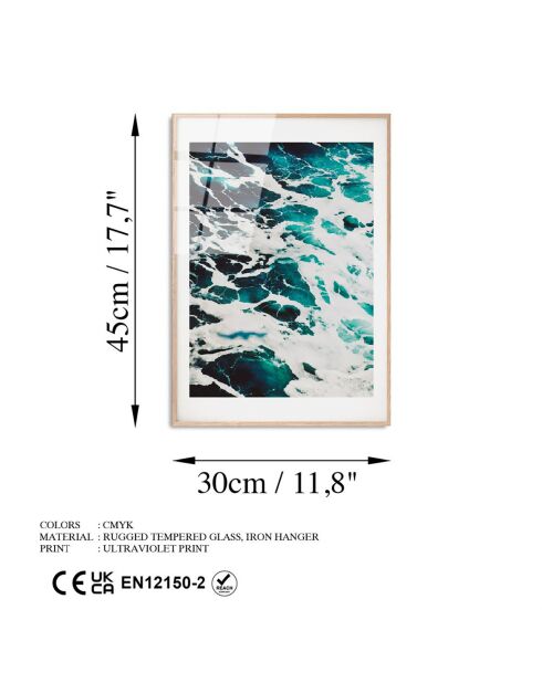 Impression sur verre Mer multicolore - 30x45 cm