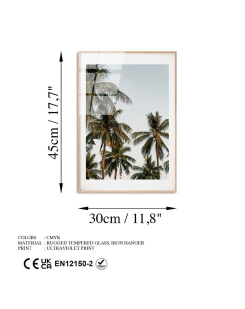 Impression sur verre Palmier multicolore - 30x45 cm