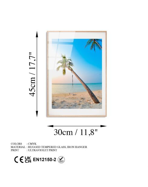 Impression sur verre Plage multicolore - 30x45 cm