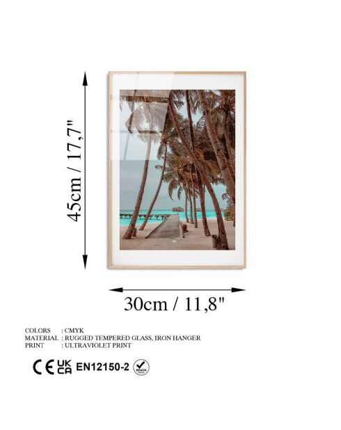 Impression sur verre Plage multicolore - 30x45 cm